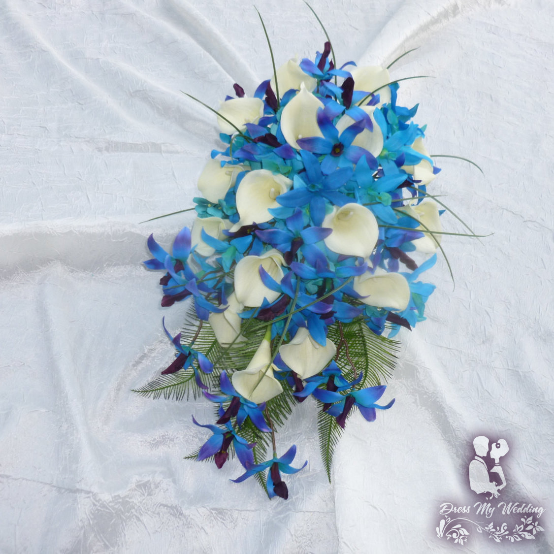 Dress My Wedding – Blue purple silk orchid bouquet