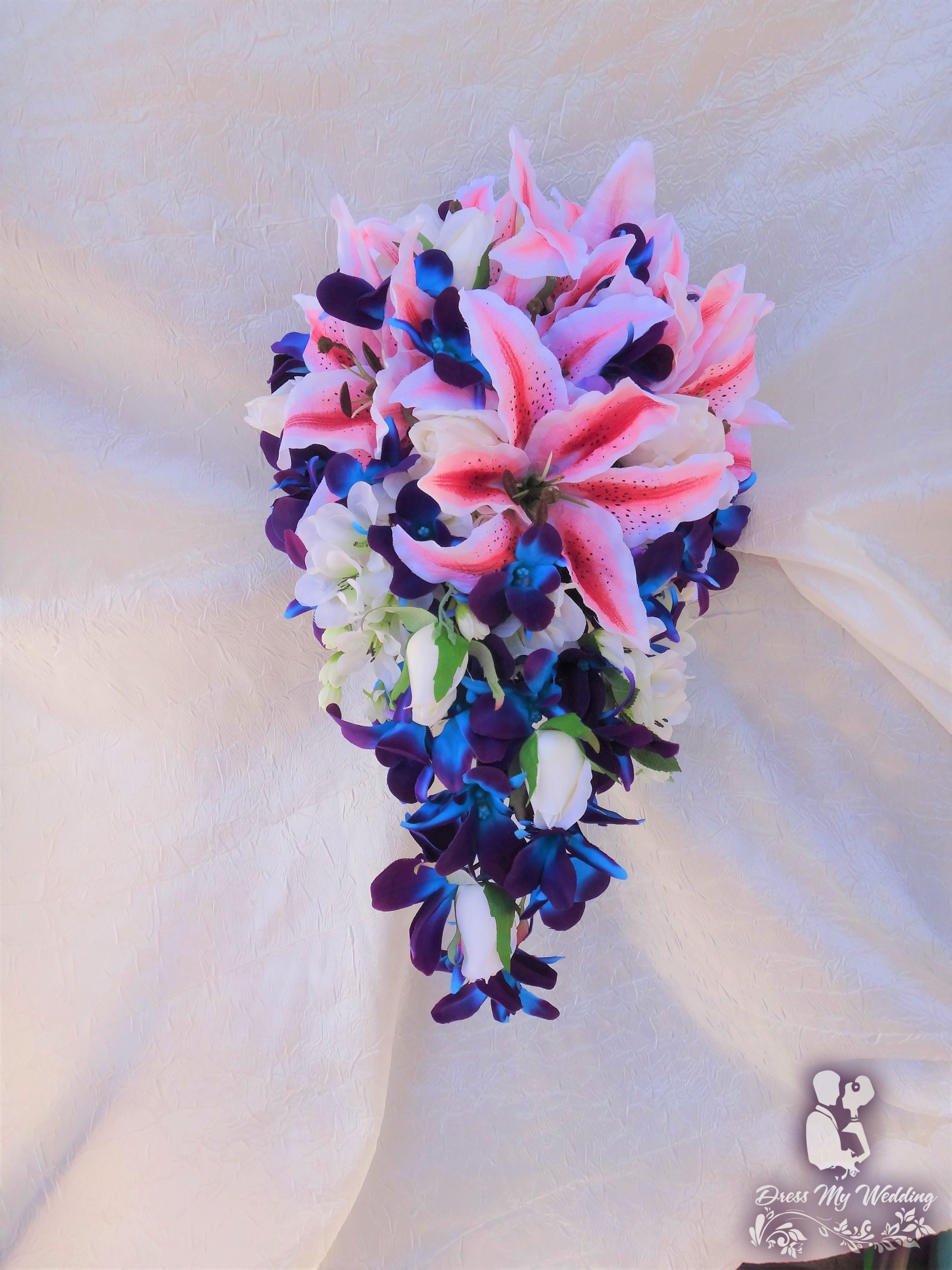 Dress My Wedding Tiger Lily And Galaxy Orchid Cascading Bridal Bouquet 2983