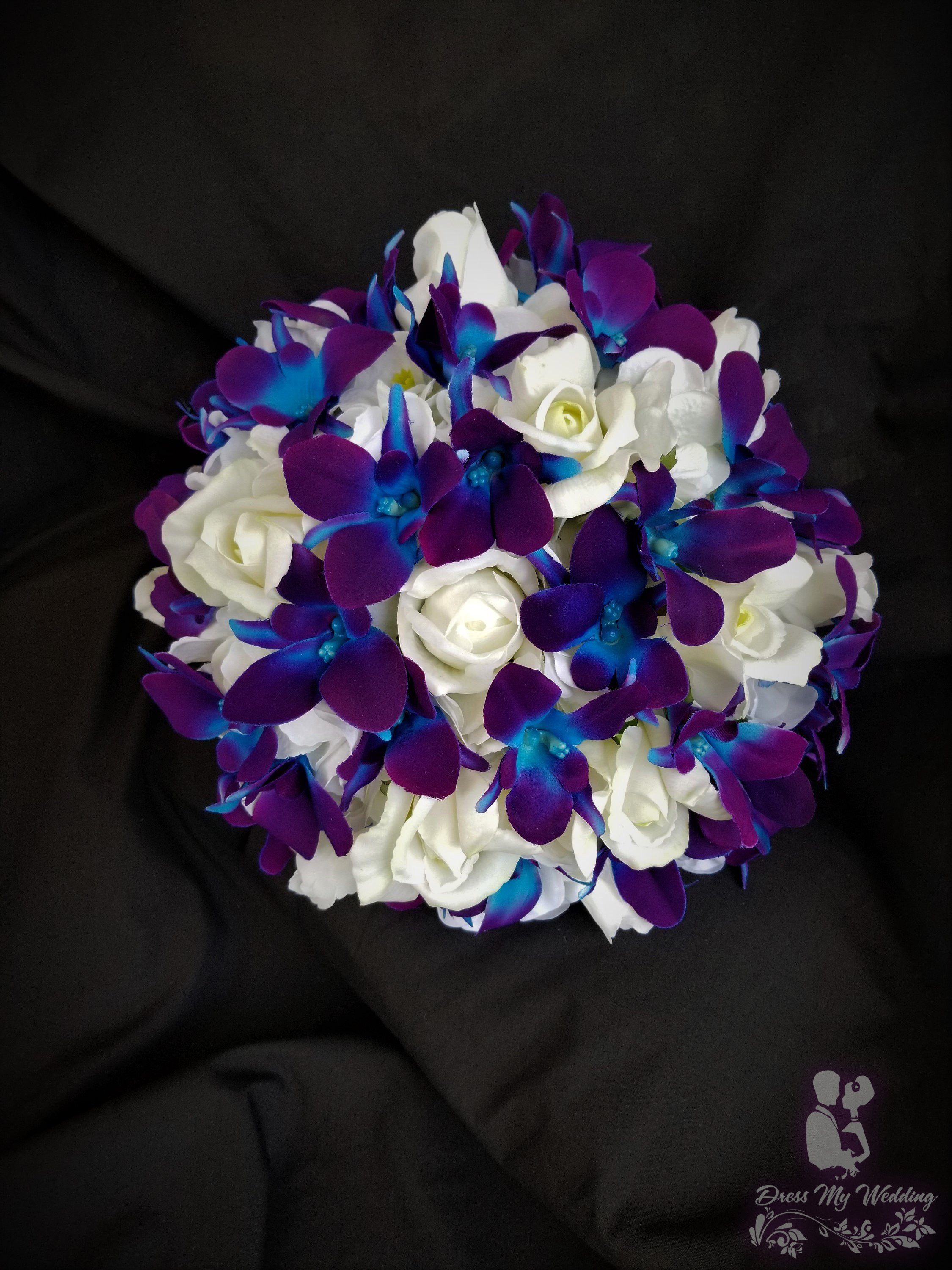 purple and blue flower bouquet