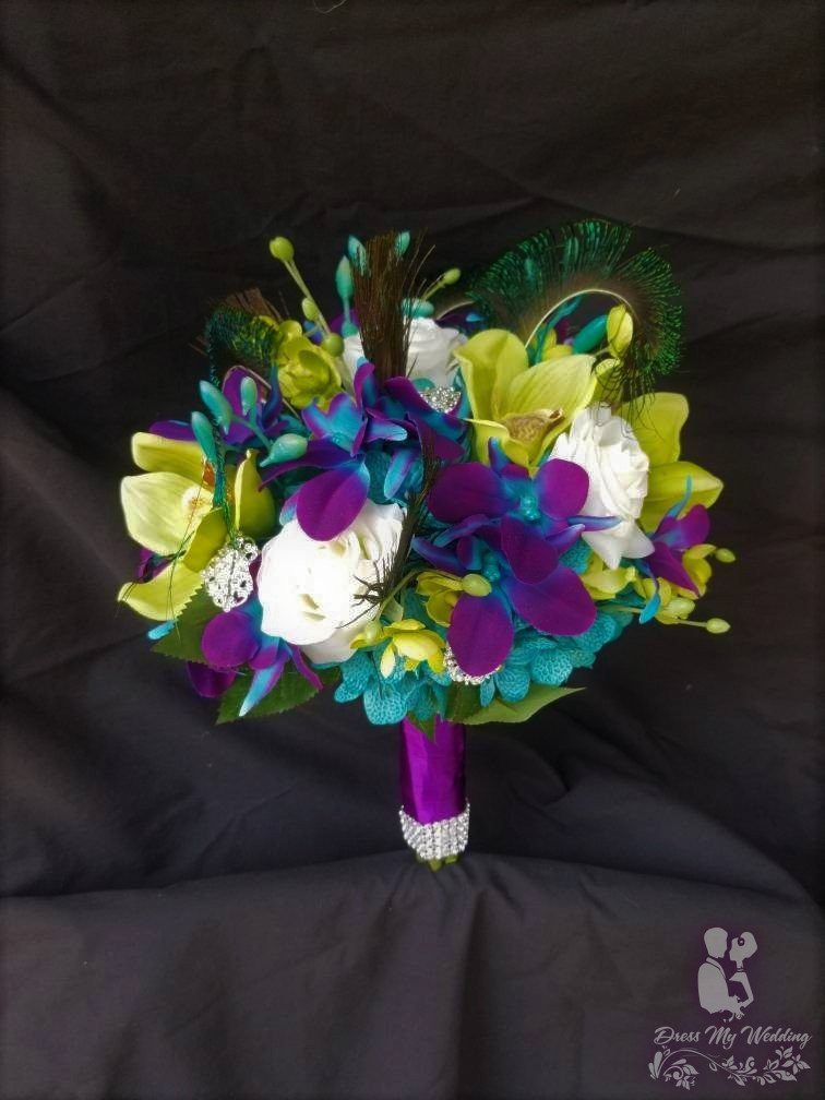 Dress My Wedding – Galaxy and green cymbidium orchid, rose bridal ...