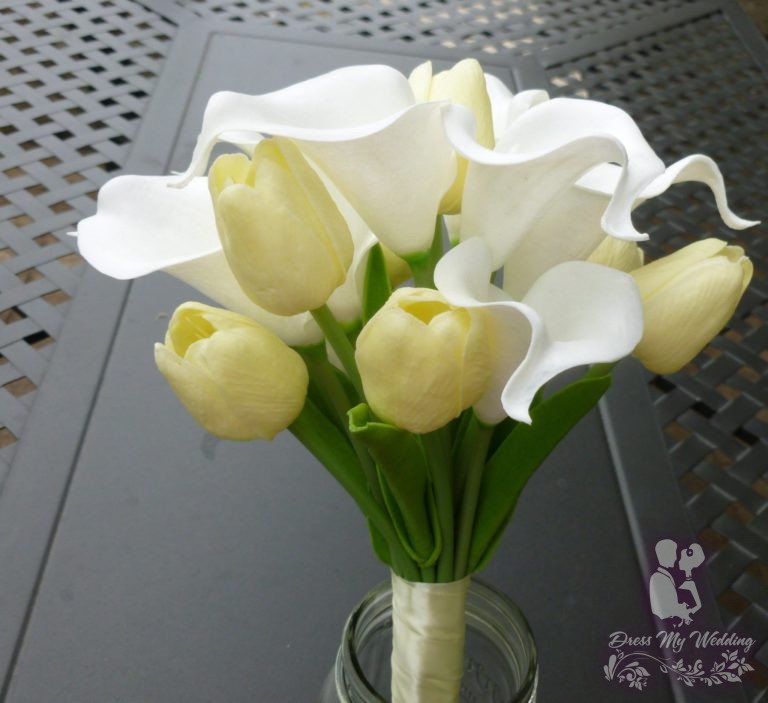 Dress My Wedding - Yellow tulip and calla lily bouquet ...