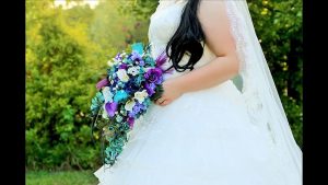 Teal and purple bouquet
